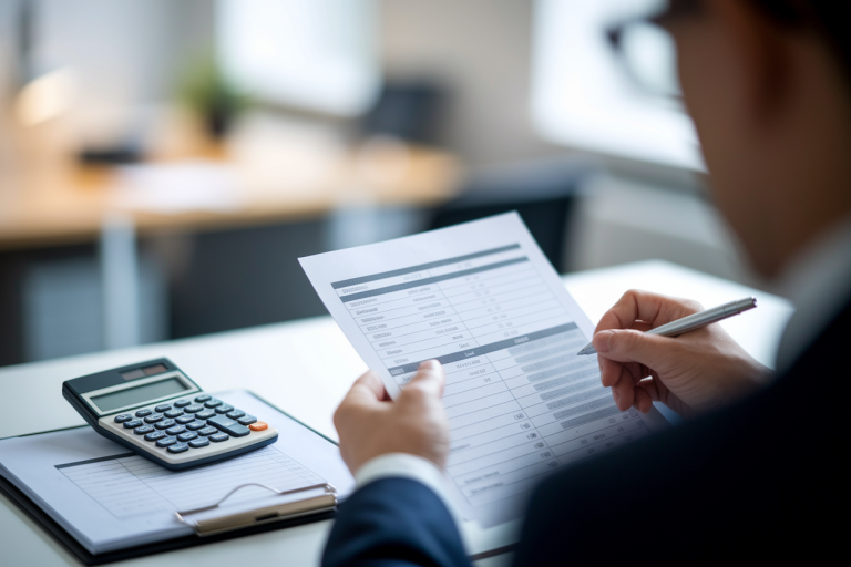 comptable-dos-bureau-calculatrice-documents