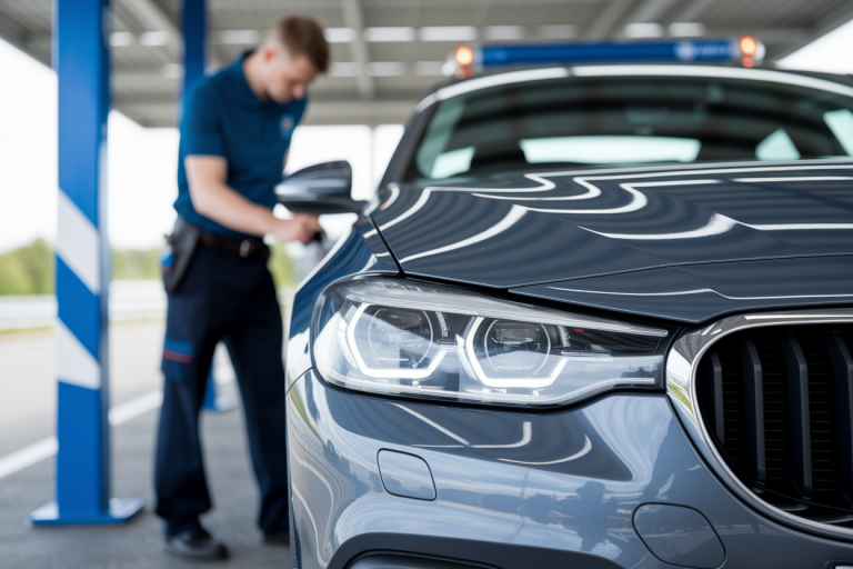 voiture-phares-grille-technicien-flou