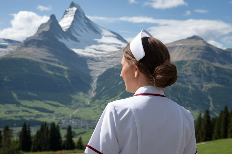 infirmiere-uniforme-de-dos-alpes-suisses
