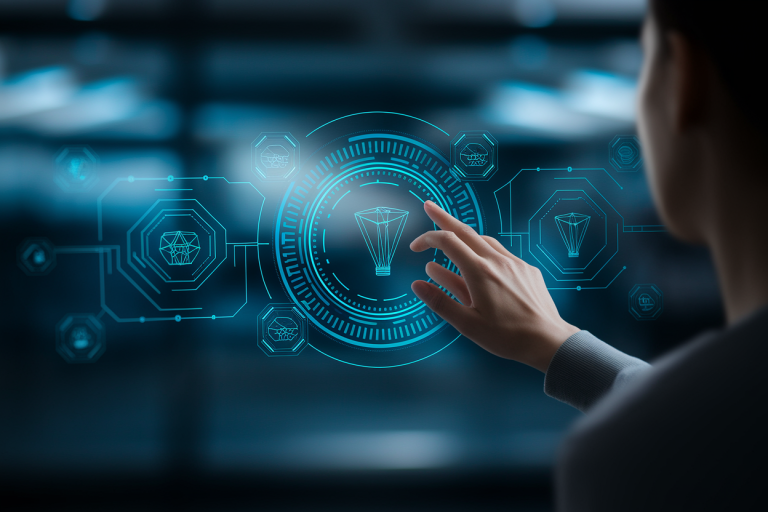 interface-holographique-personne-dos-flou