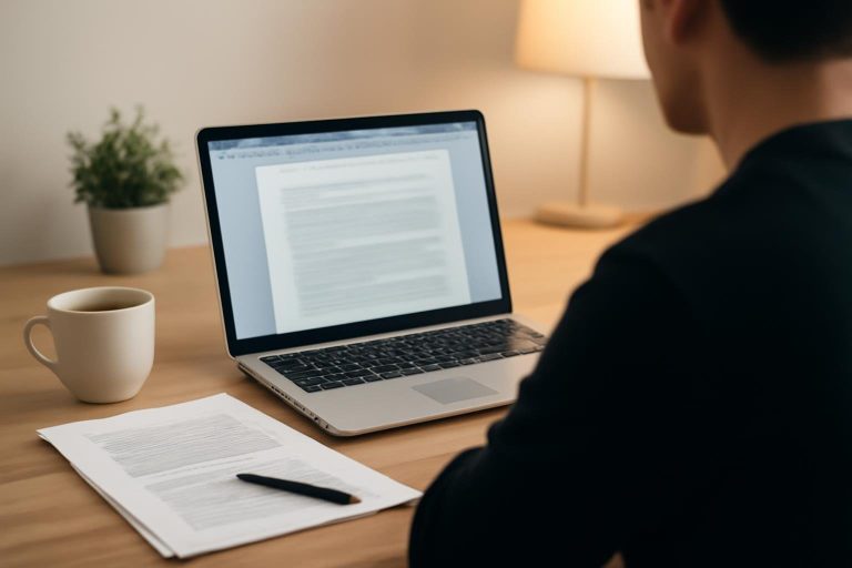 bureau-ordinateur-papiers-cafe-ambiance