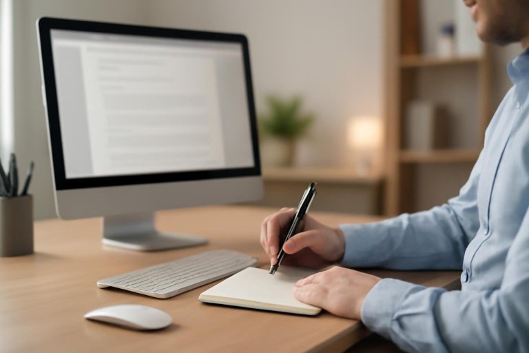 bureau-organise-ordinateur-personne-notes