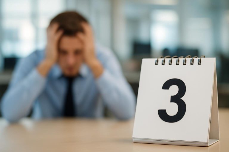 employe-stresse-calendrier-bureau-flou