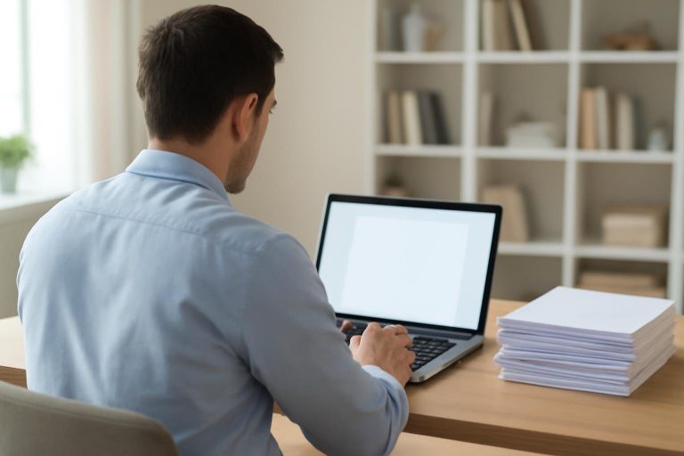 personne-ordinateur-bureau-moderne-etagere