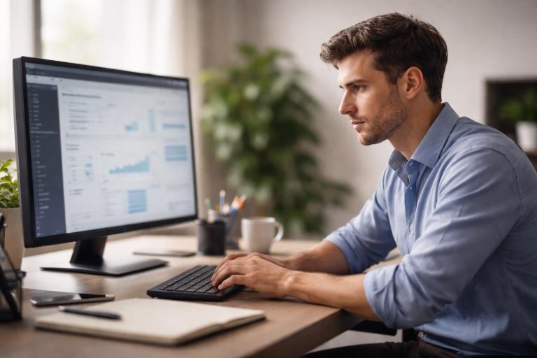 jeune-professionnel-ordinateur-bureau-plante
