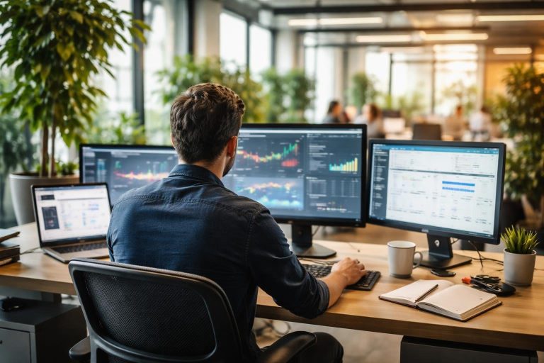 personne-travail-bureau-coworking-plantes